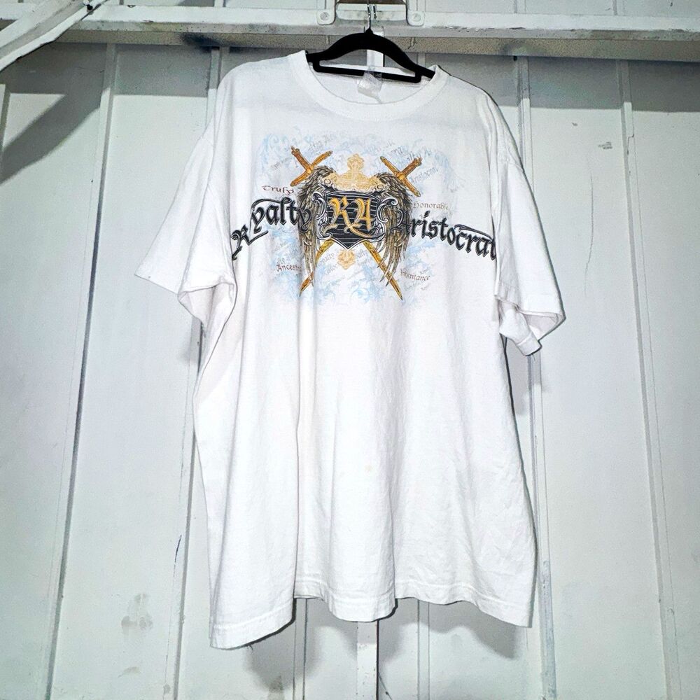 RA Royalty Aristocrat Men's Y2K Graphic Tee White XL